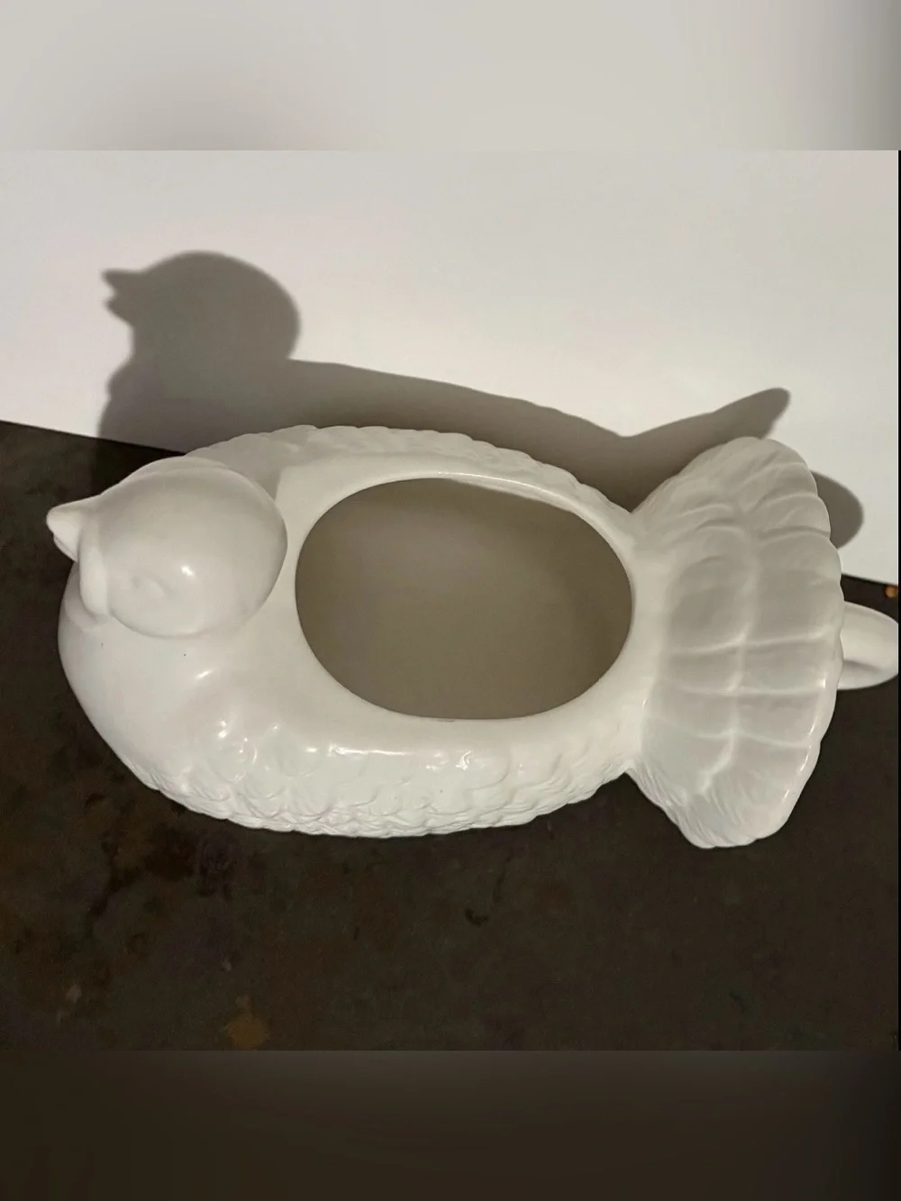Vintage White Ceramic Turkey Gravy Boat Thanksgiving Fall Serveware Farmhouse